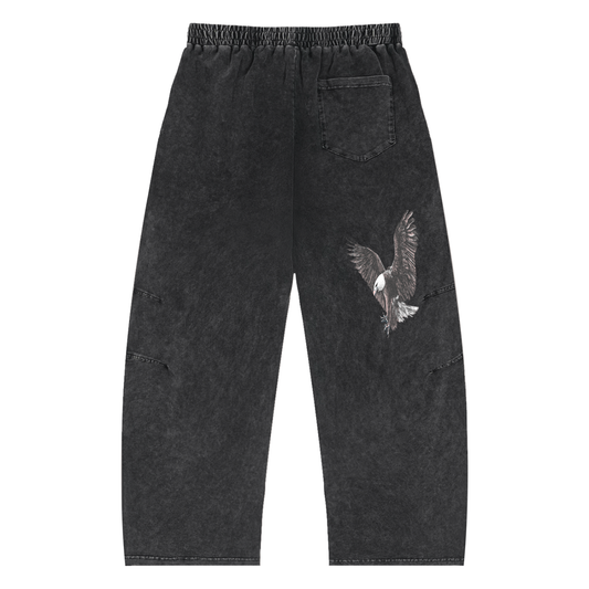 Snow Wash Drawstring Cotton Pants