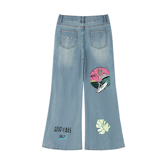 Women's Vintage Wash Flared Leg Jeans