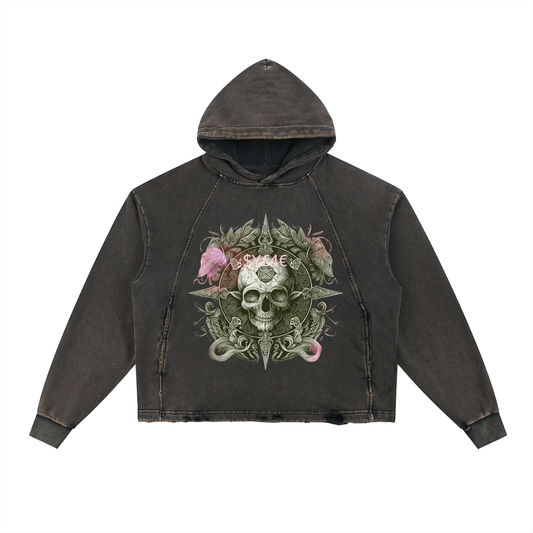 Vintage Washed Frayed-Hem Hoodie