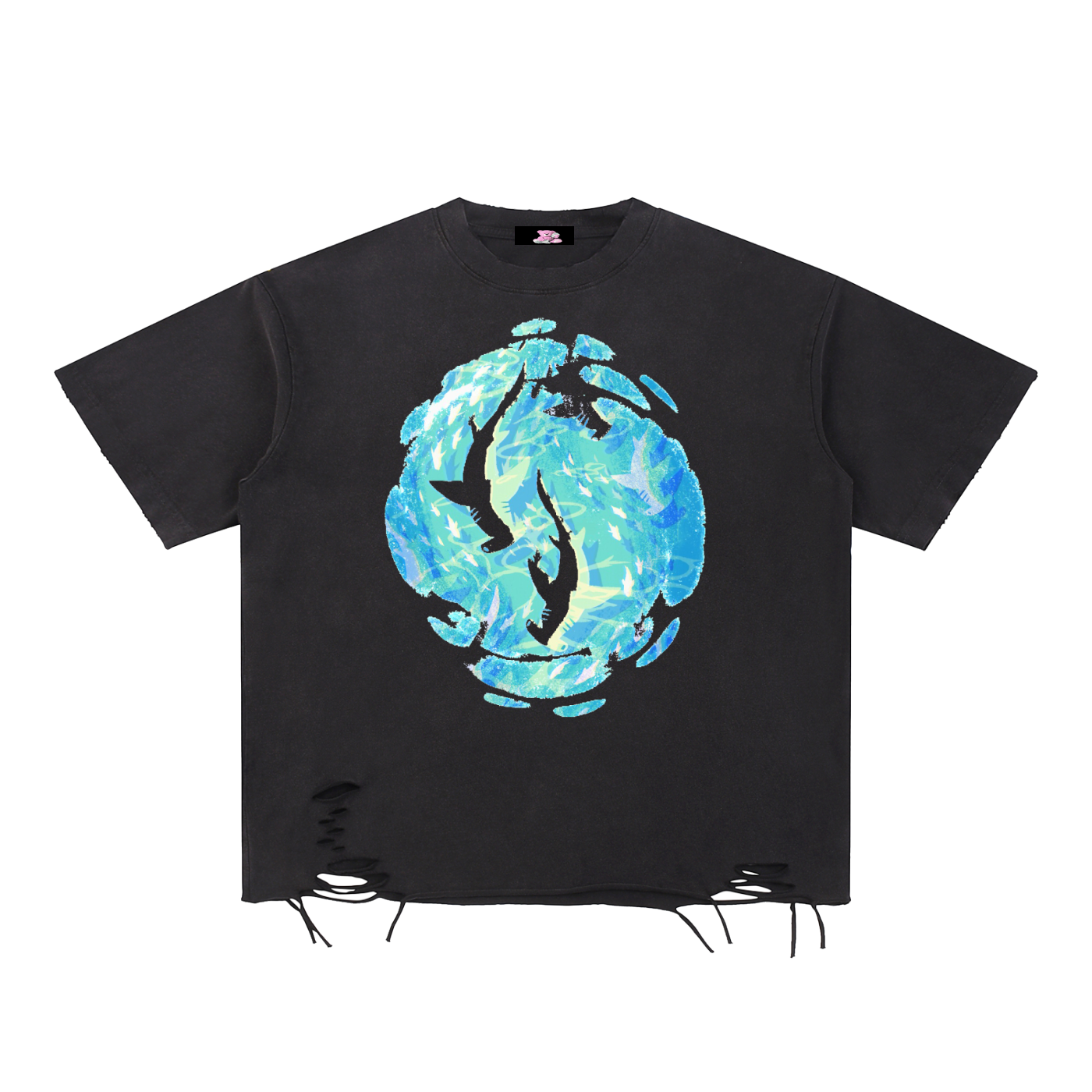 Snow Washed Raw-Hem T-Shirt