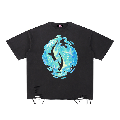 Snow Washed Raw-Hem T-Shirt