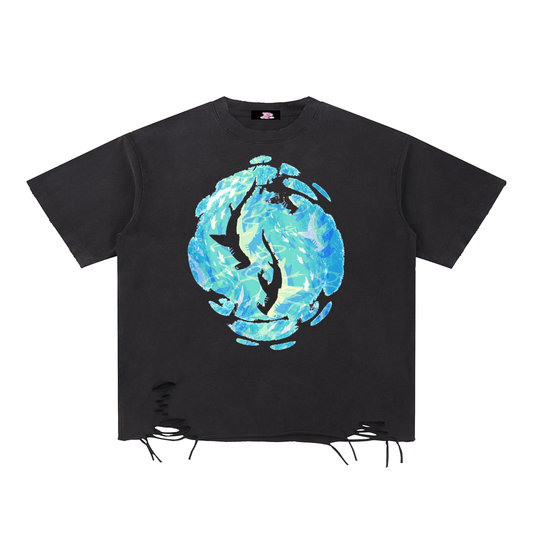Snow Washed Raw-Hem T-Shirt