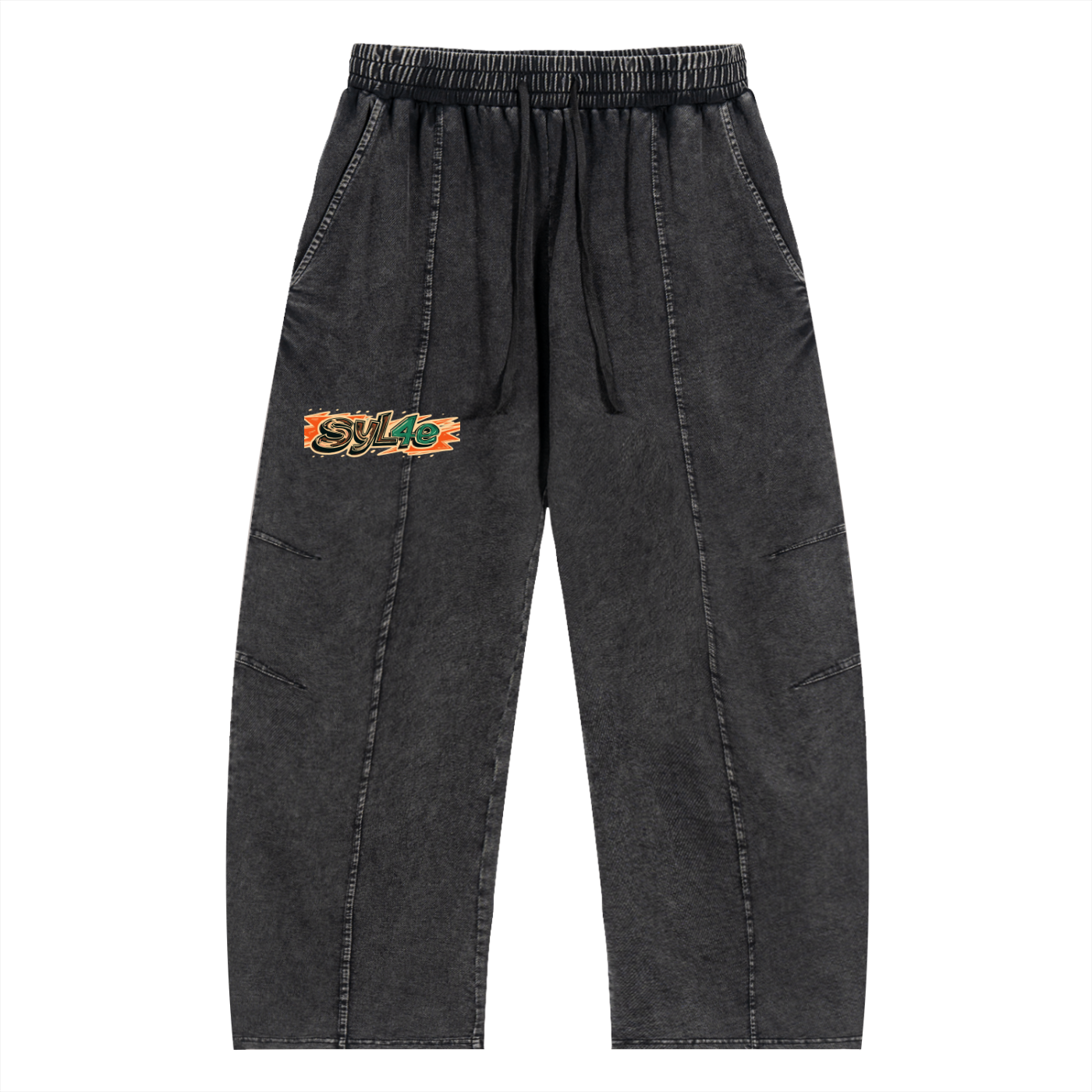Snow Wash Drawstring Cotton Pants