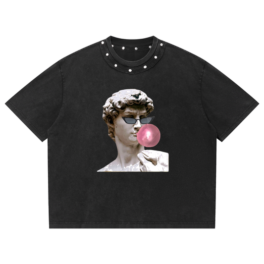 Unisex Washed Boxy Studded T-Shirt