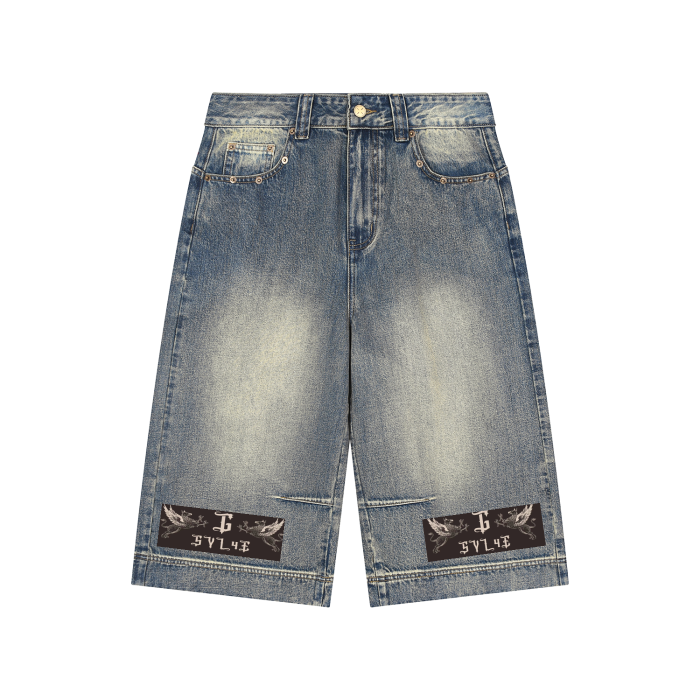 Vintage Wash Baggy Denim Shorts