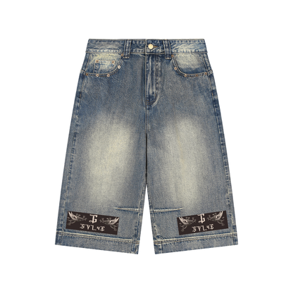 Vintage Wash Baggy Denim Shorts