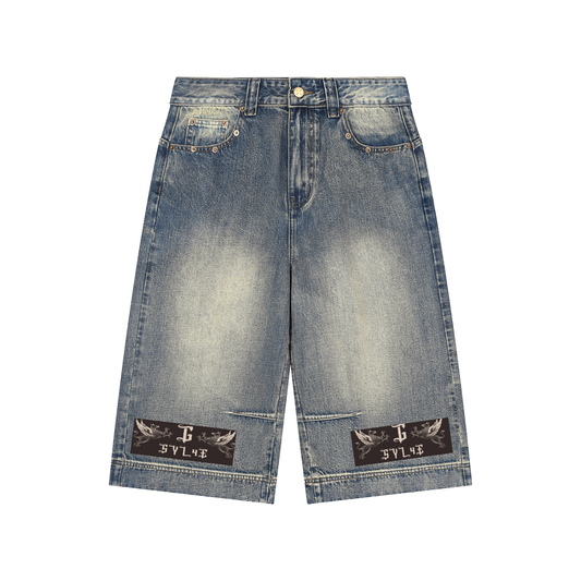 Vintage Wash Baggy Denim Shorts