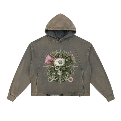Vintage Washed Frayed-Hem Hoodie
