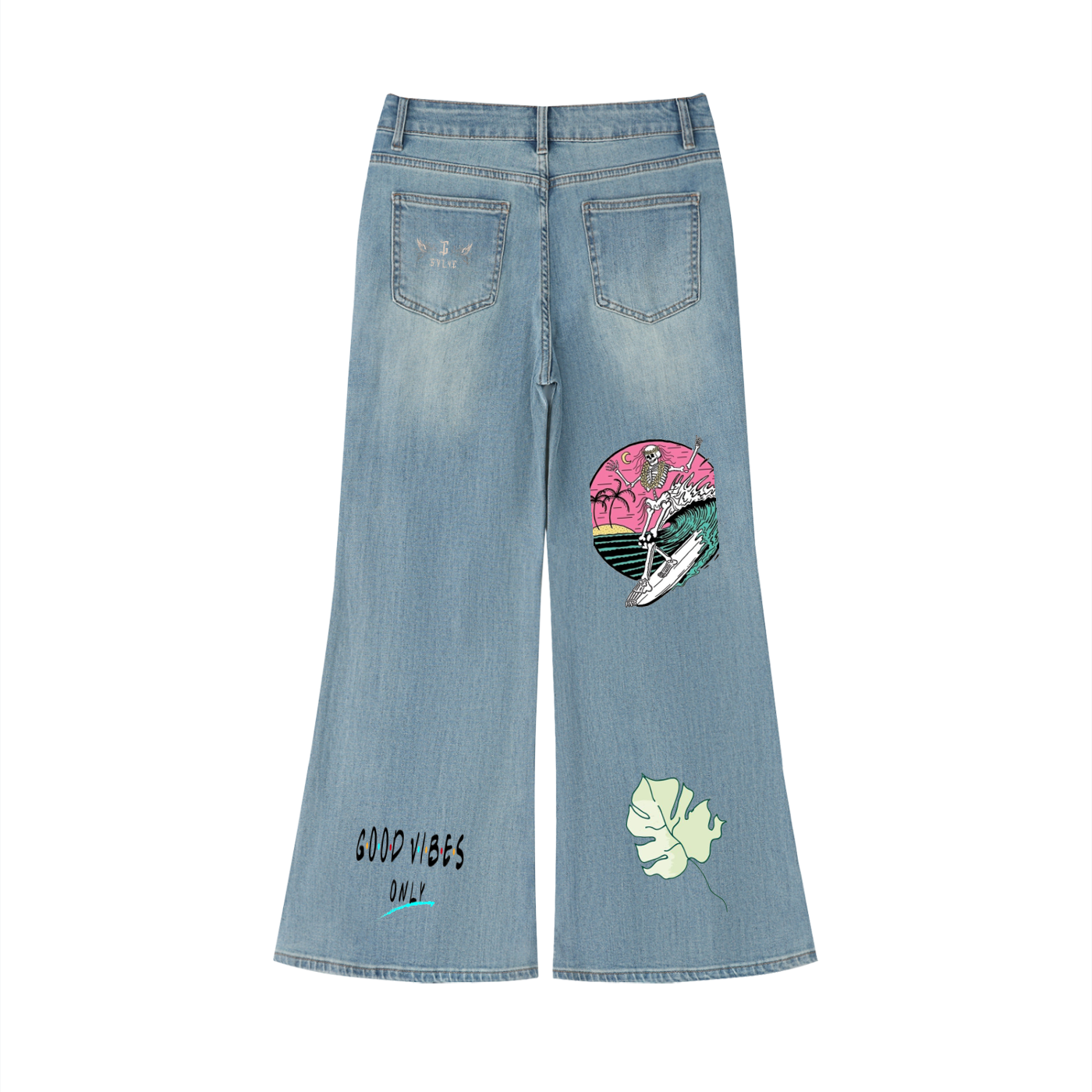 Women's Vintage Wash Flared Leg Jeans