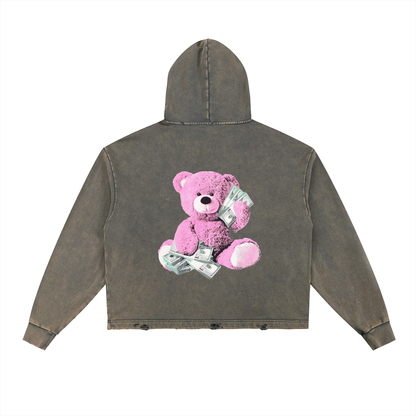 Vintage Washed Frayed-Hem Hoodie
