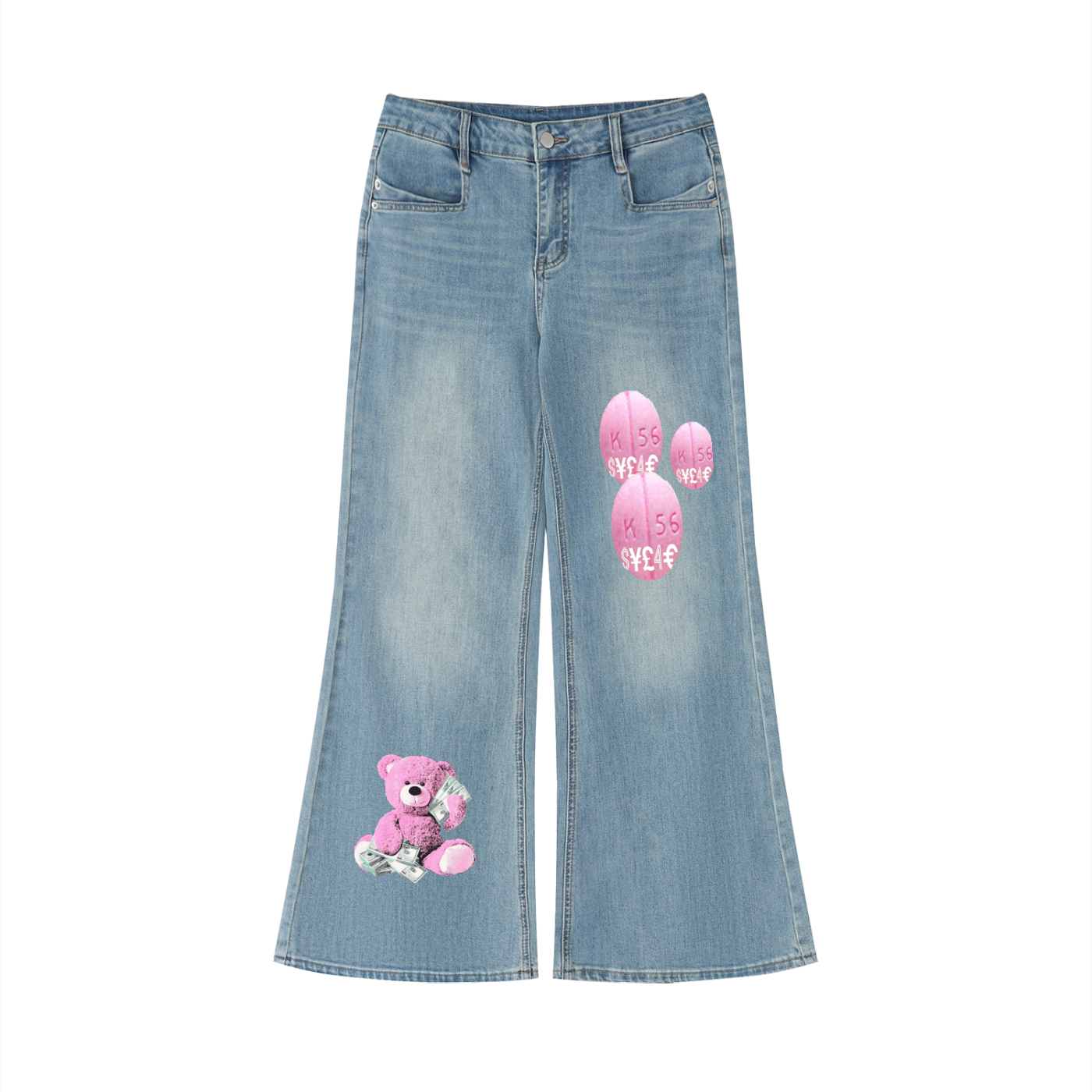 Women's Vintage Wash Flared Leg Jeans